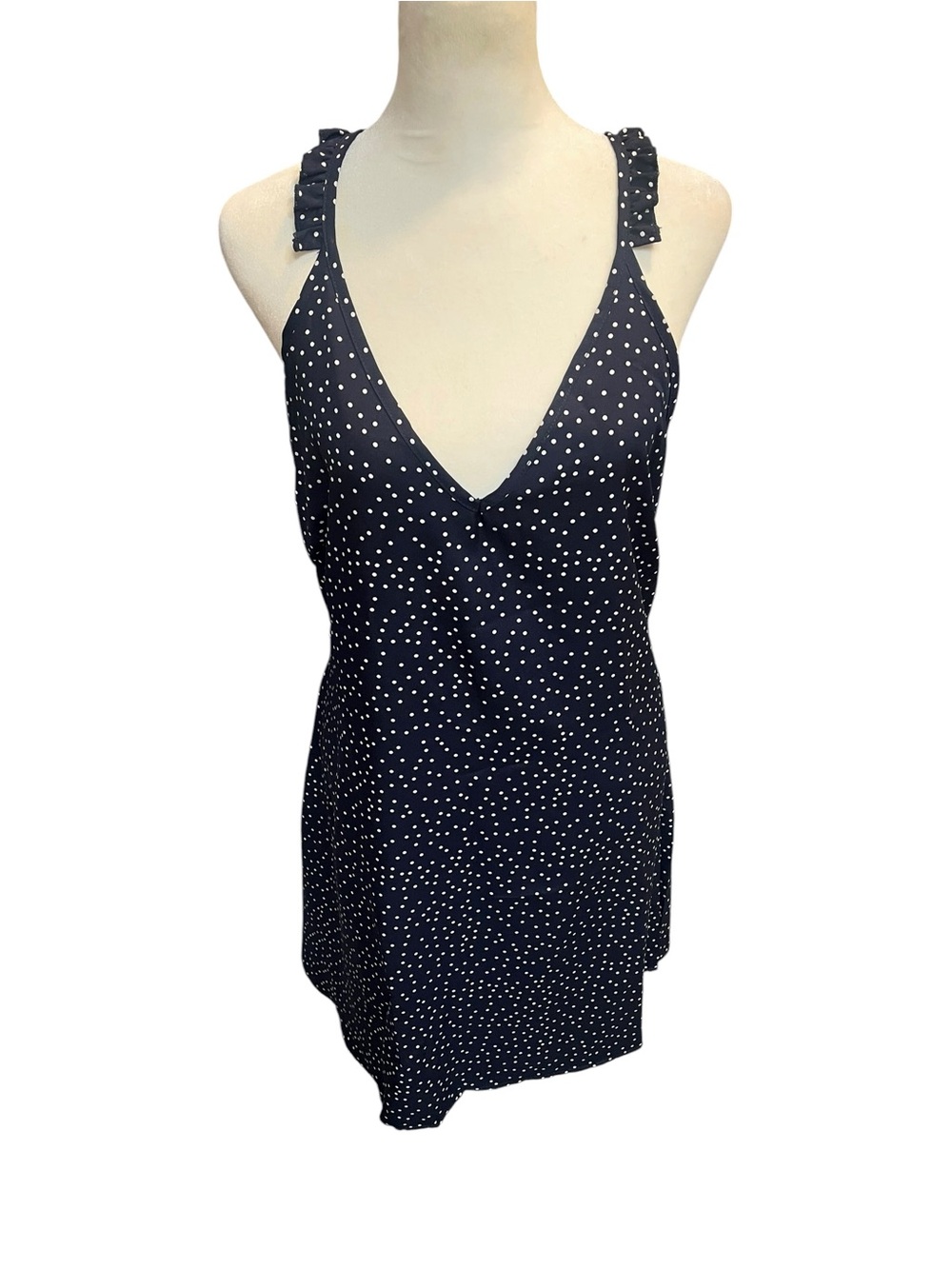 Polka Dot Navy Blue and White Sundress - Large